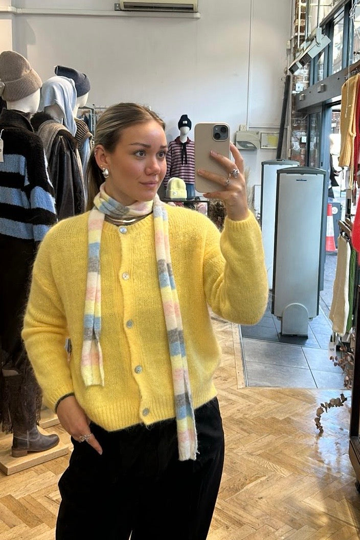 Gunhild Long Striped Scarf -Pink/Yellow/Blue