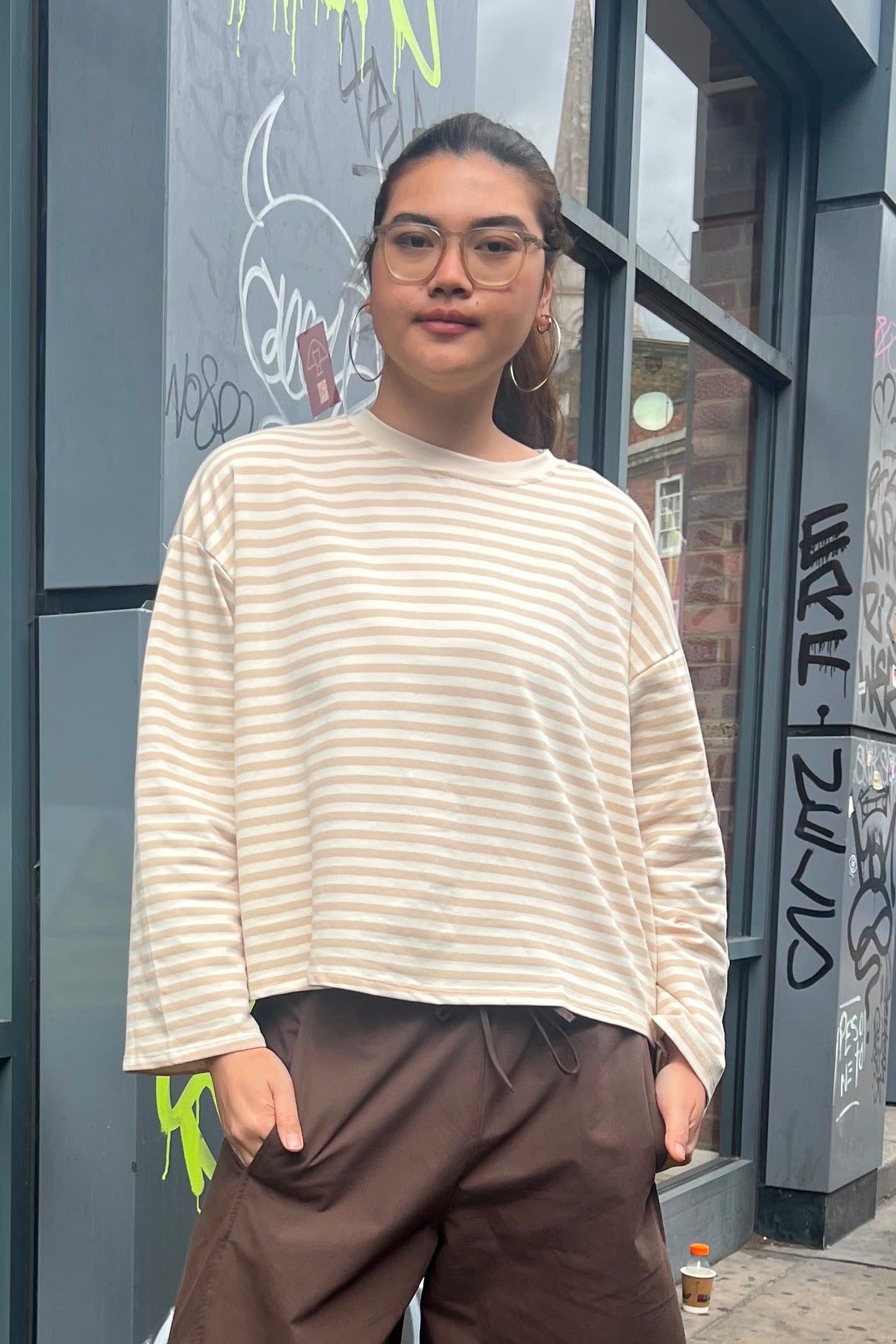 Anna Crewneck -White/Beige