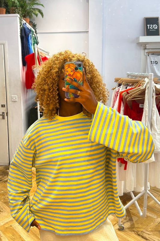 Anna Crewneck -Light Blue/ Yellow - Øst London