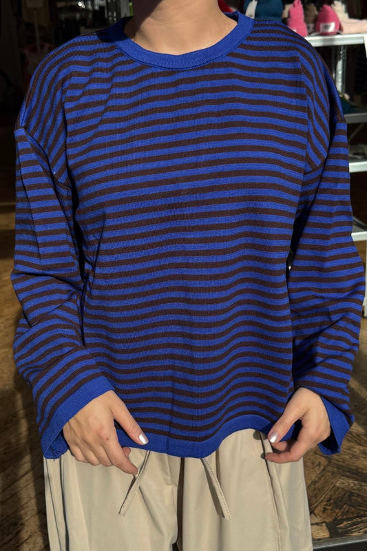 Emilie Striped Jumper -Royal/Brown