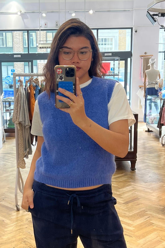Kathrine Mohair Crewneck Vest -Cornflower Blue