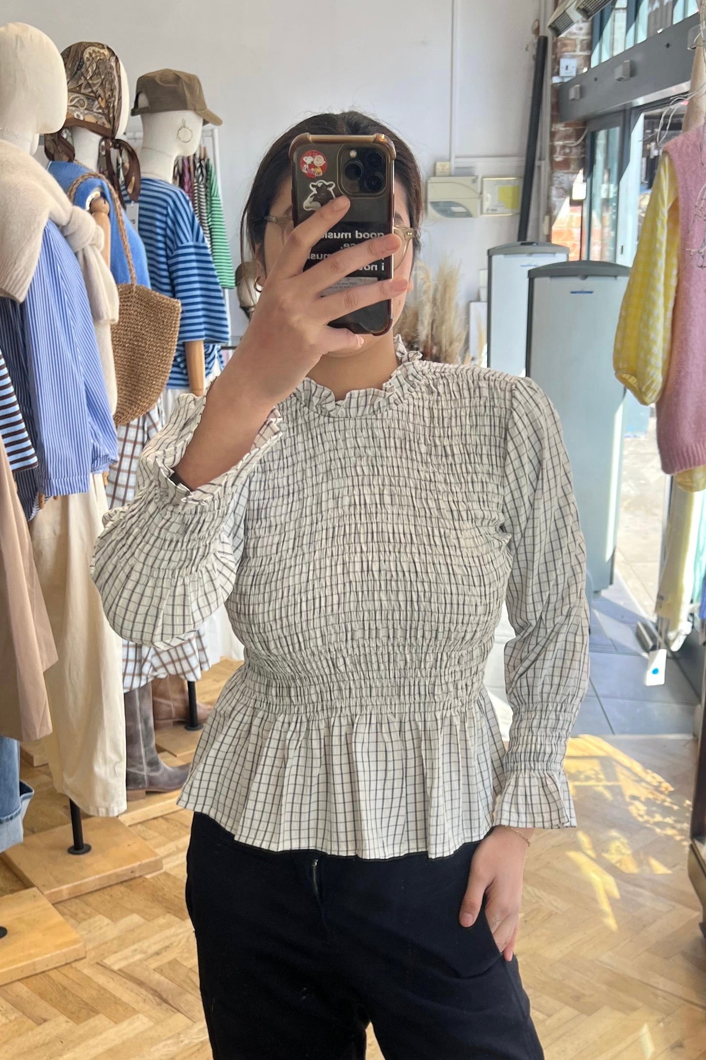 Leonora Smocked Blouse -White