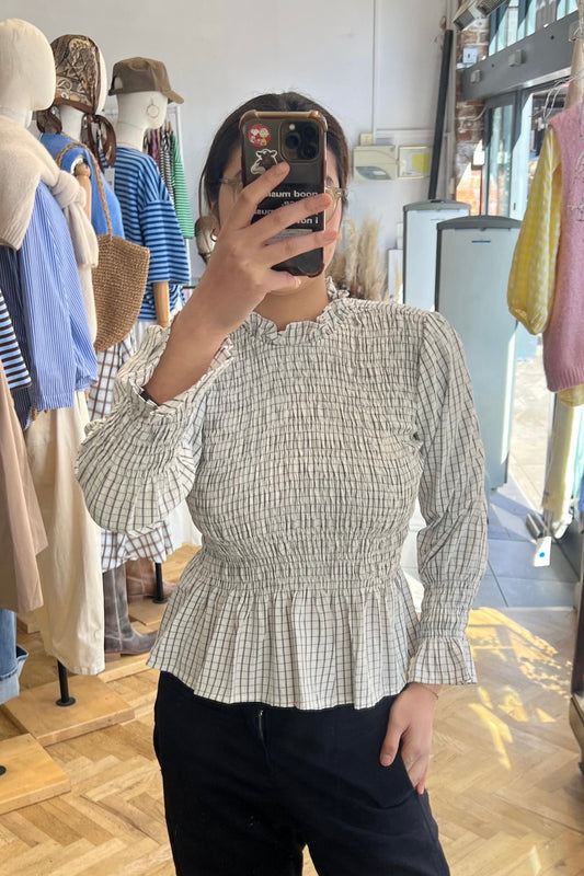 Leonora Smocked Blouse -White