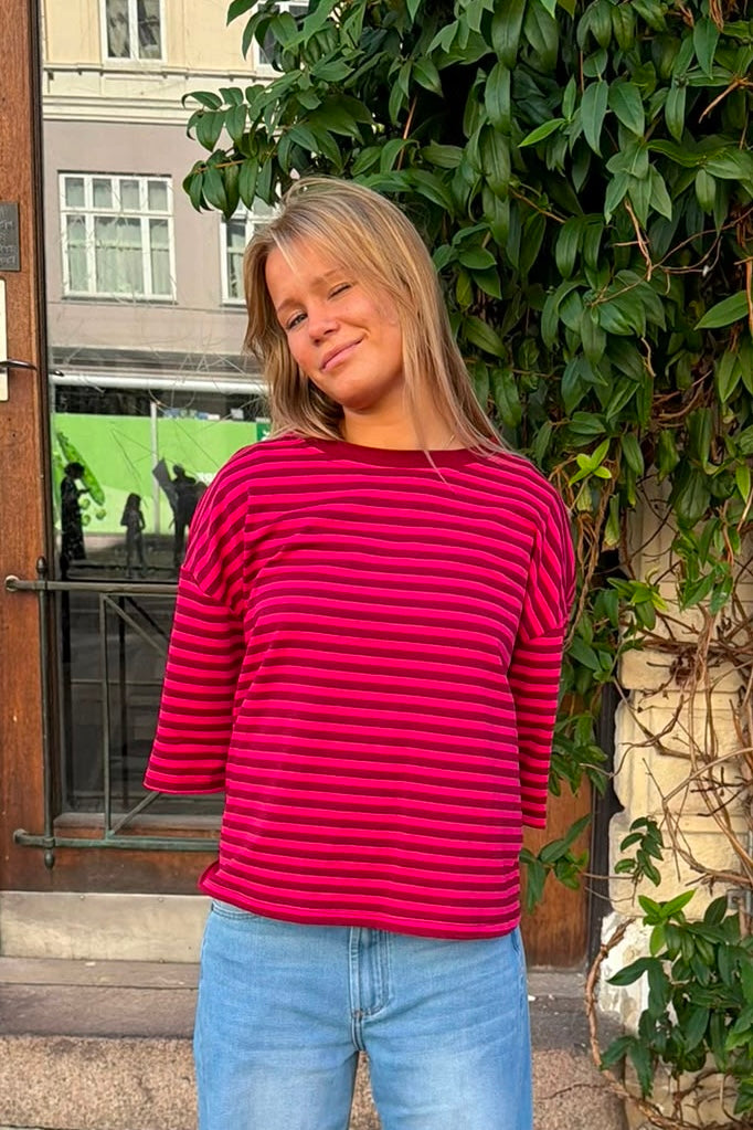 Else Striped T-Shirt -Burgundy/Pink