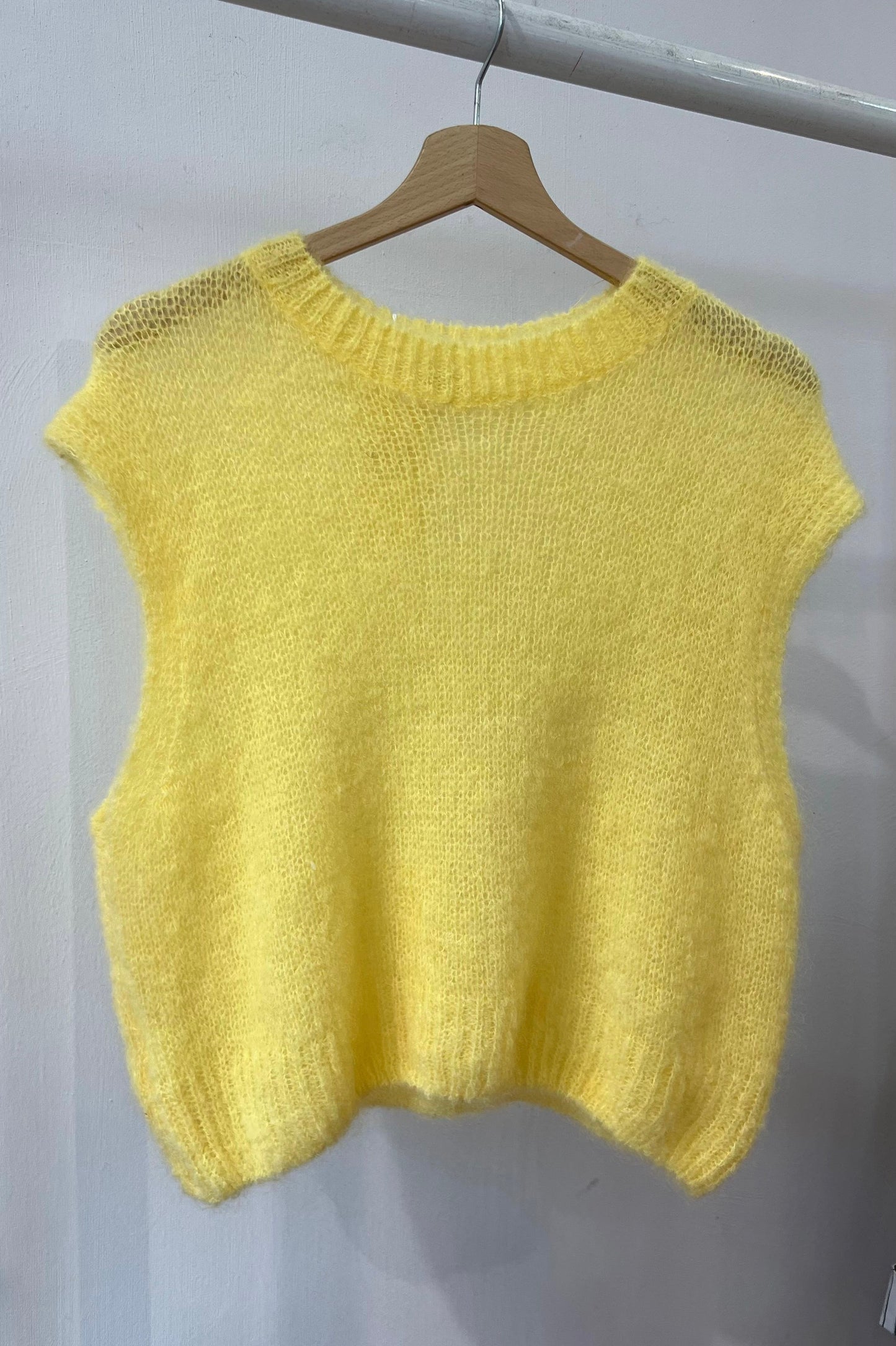 Monika Cropped Mohair Vest -Yellow - Øst London