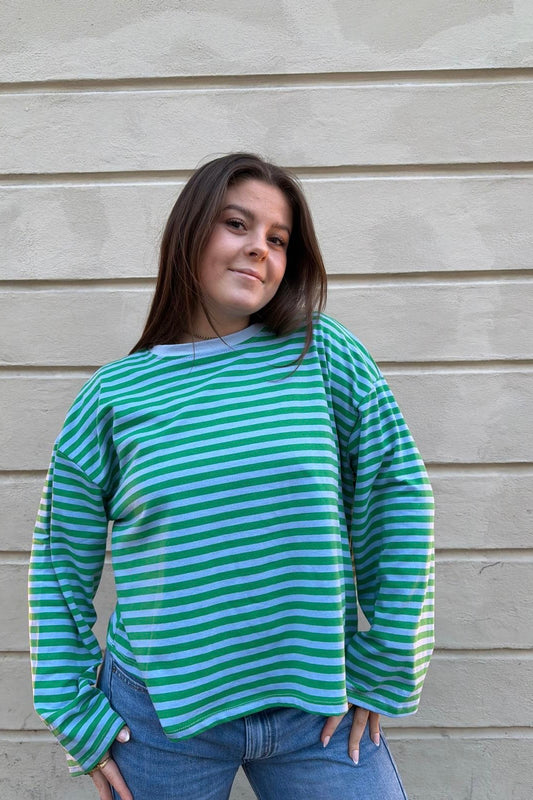 Anna Crewneck -Green/Blue - Øst London
