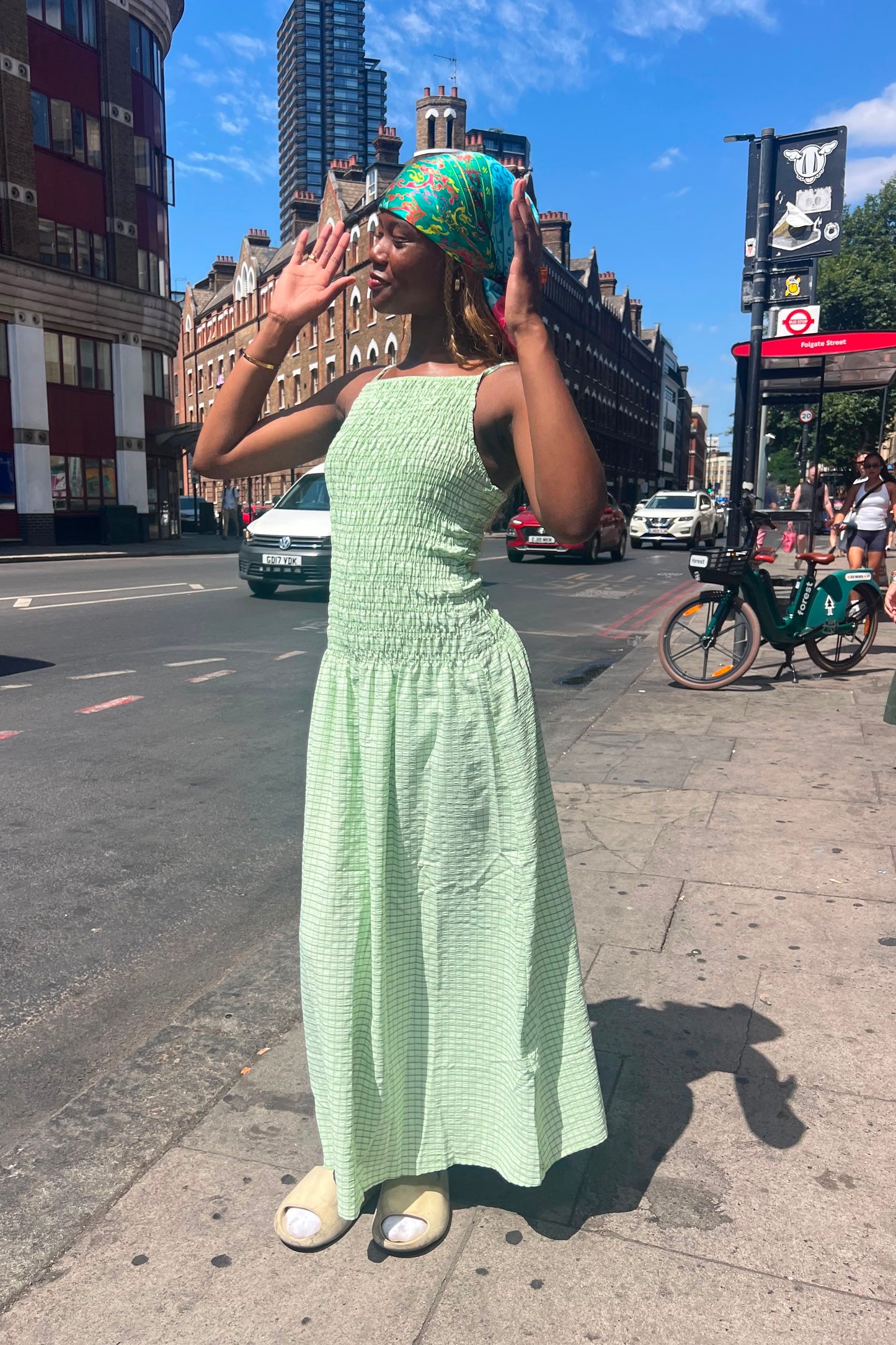 Leonora Smocked Strap Dress -Mint Green