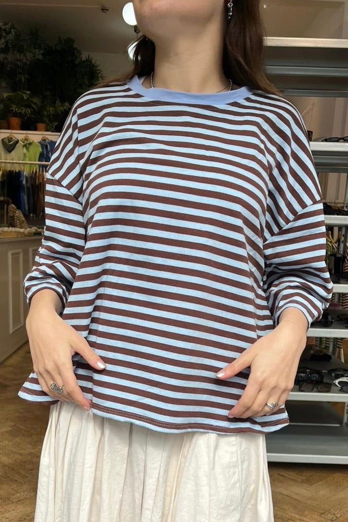 Else Striped T-Shirt -Brown/Blue - Øst London