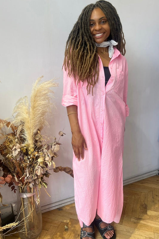Helene Shirt Dress -Pink