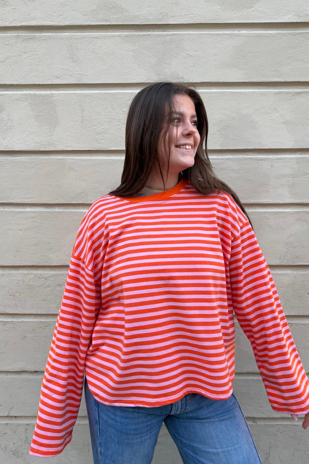 Anna Crewneck -Orange/Pink - Øst London