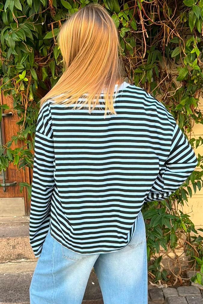 Anna Crewneck -Black/Blue - Øst London