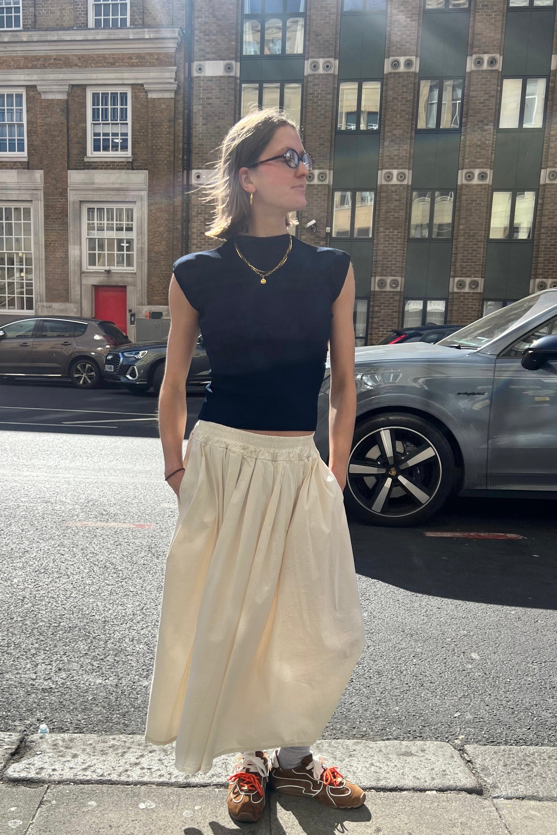 Malene Medi Skirt -Cream - Øst London