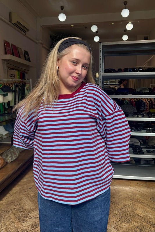 Else Striped T-Shirt -Burgundy/Blue