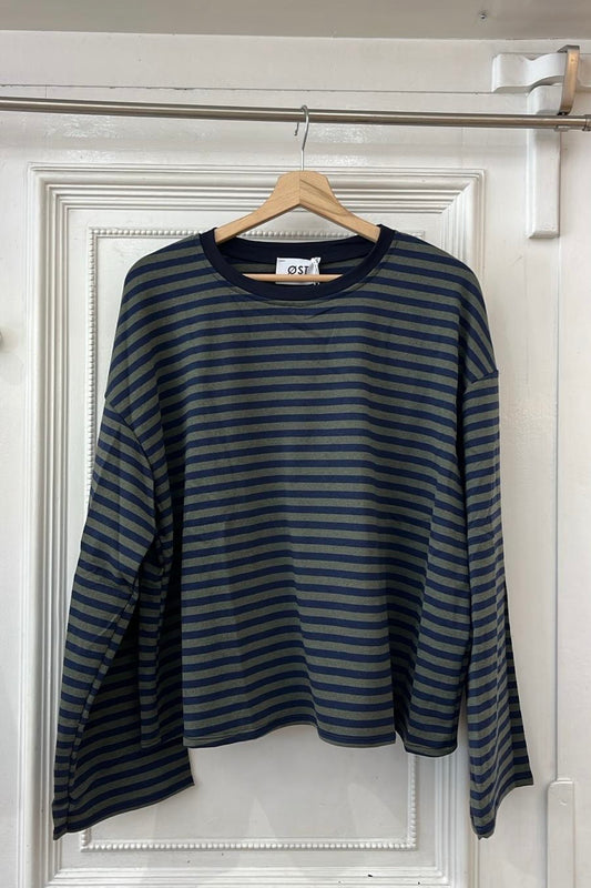 Anna Crewneck -Khaki/Navy