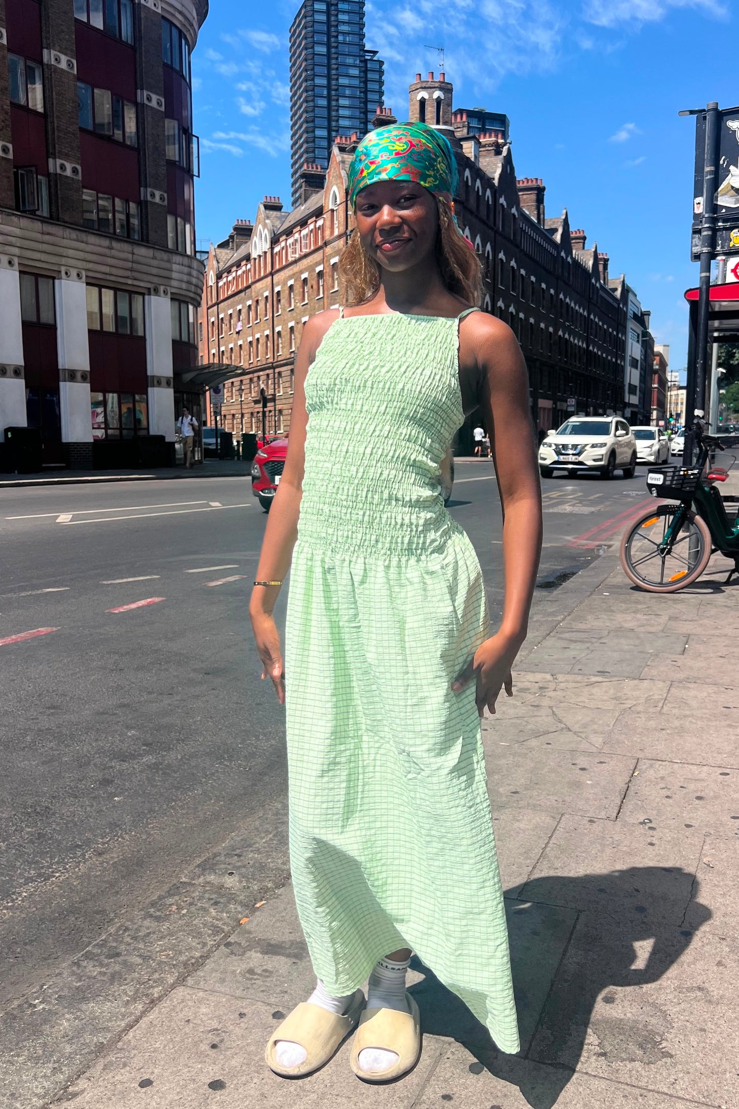 Leonora Smocked Strap Dress -Mint Green