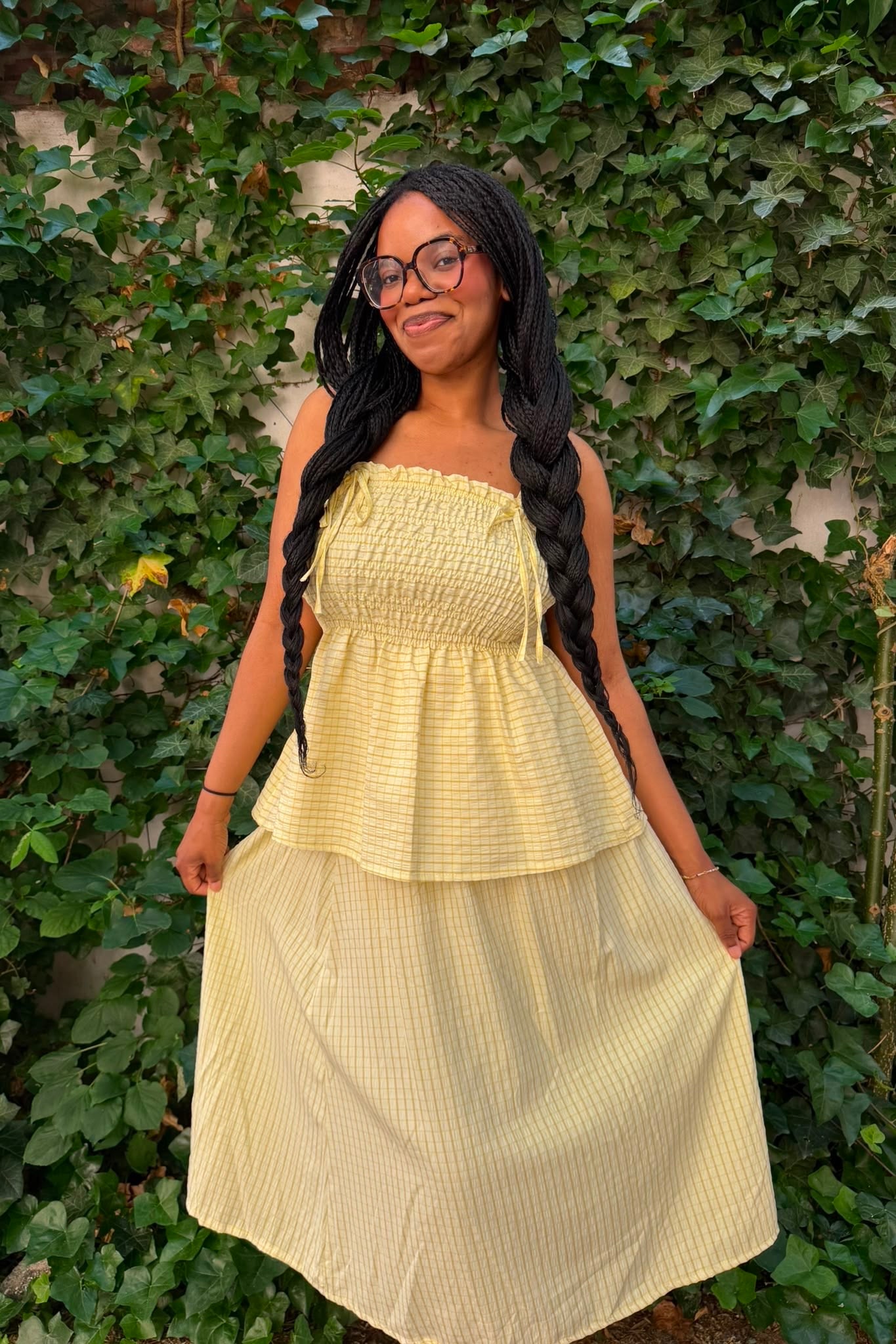 Leonora Smocked Strap Top -Lemon - Øst London