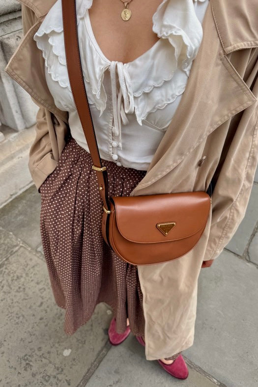 Malene Dot Medi Skirt -Brown - Øst London