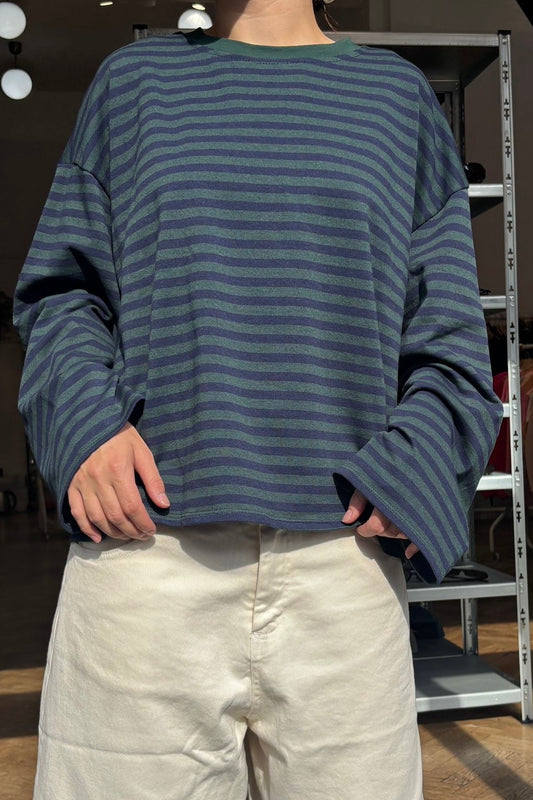 Anna Crewneck -Dark Green/Navy