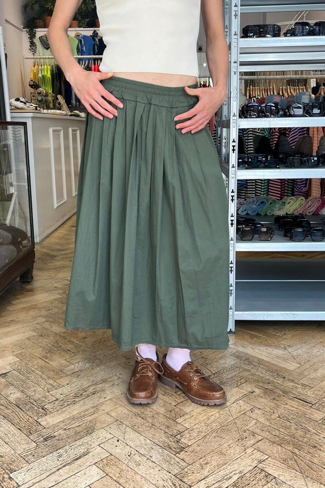 Malene Medi Skirt -Khaki