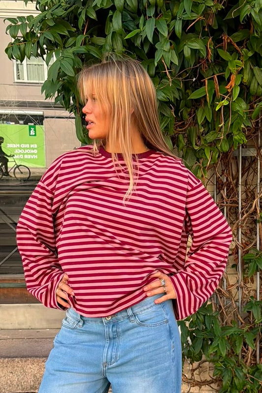 Anna Crewneck -Burgundy/Pink