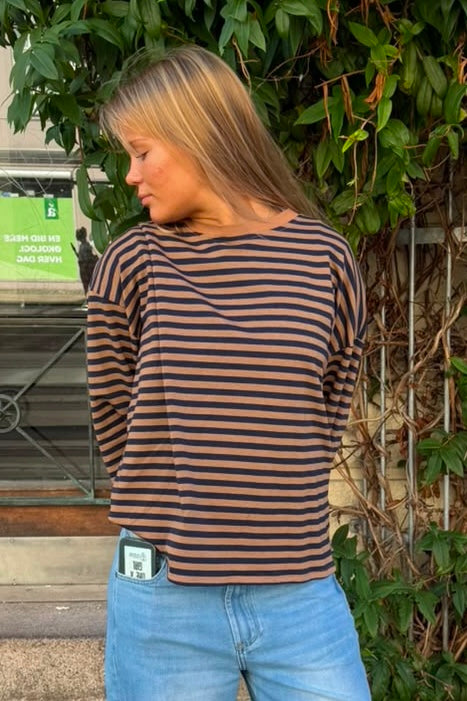 Anna Crewneck -Navy/Coffe - Øst London