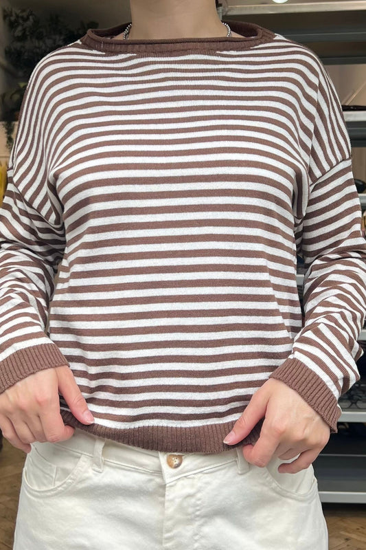 Lotte Striped Jumper -Brown - Øst London