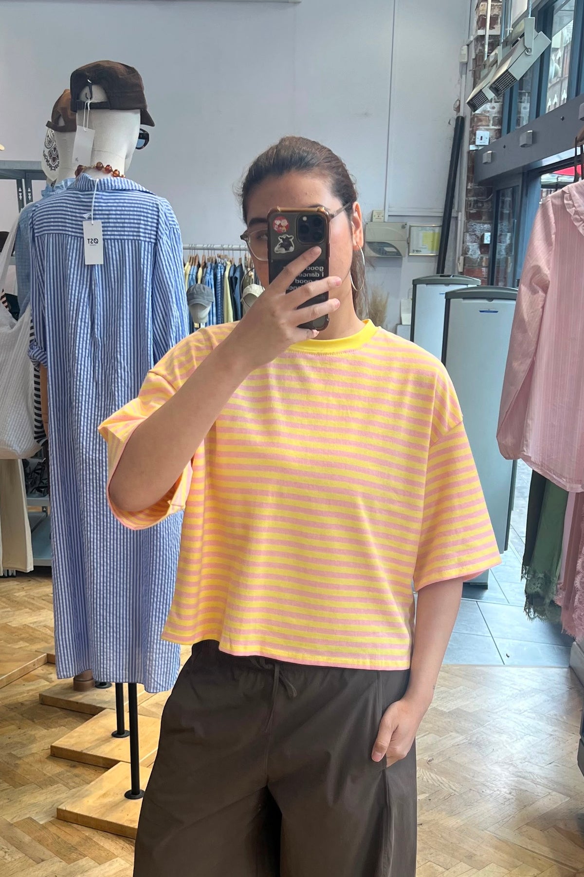 Else Striped Tee -Pink/Yellow - Øst London