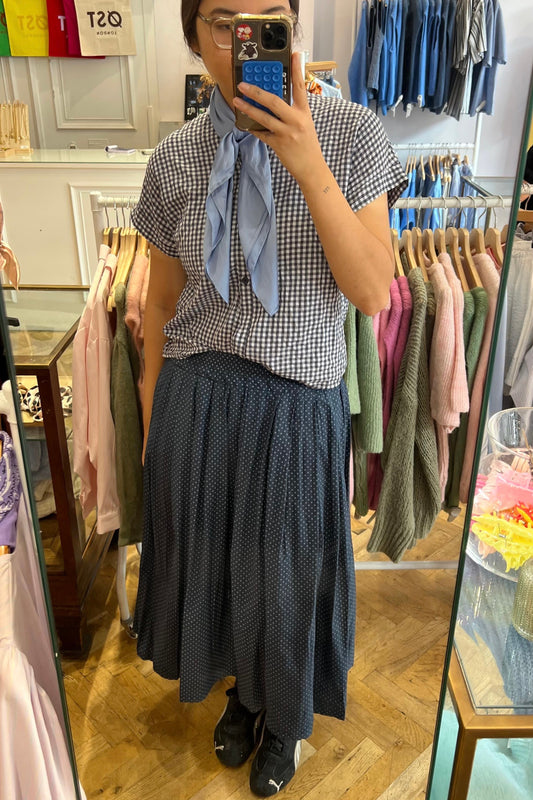 Malene Dot Medi Skirt -Navy