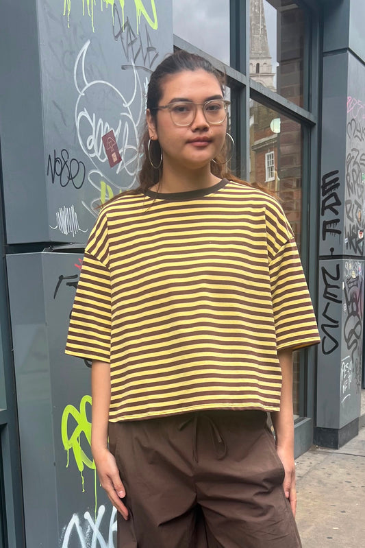 Else Striped Tee -Brown/Yellow - Øst London
