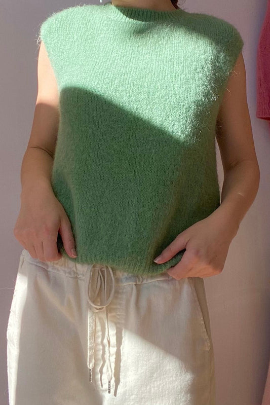 Kathrine Mohair Crewneck Vest -Spring Green