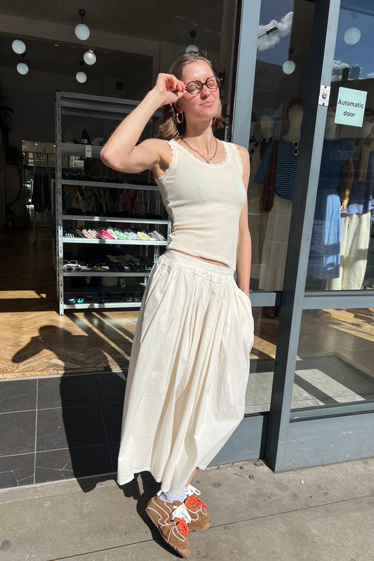 Malene Medi Skirt -Cream - Øst London