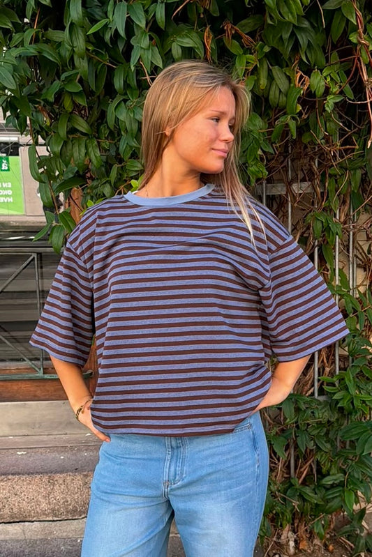 Else Striped T-Shirt -Brown/Denim