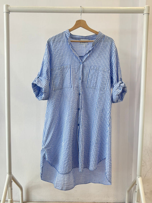 Bine Striped Shirt Dress -Blue - Øst London
