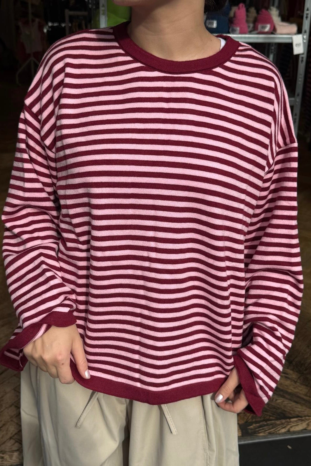 Emilie Striped Jumper -Red/Pink - Øst London