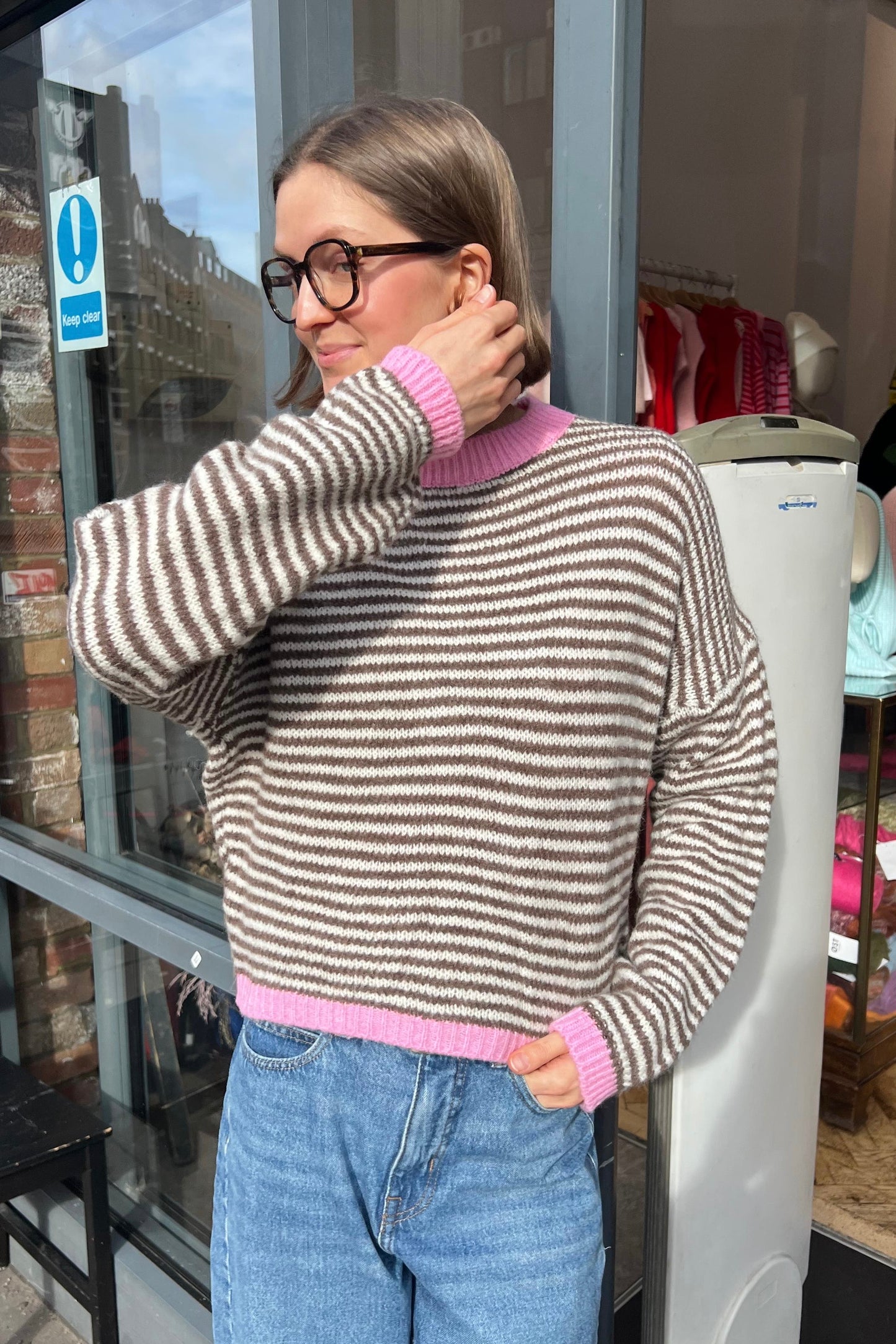 Nanna Jumper -Taupe/Cream - Øst London