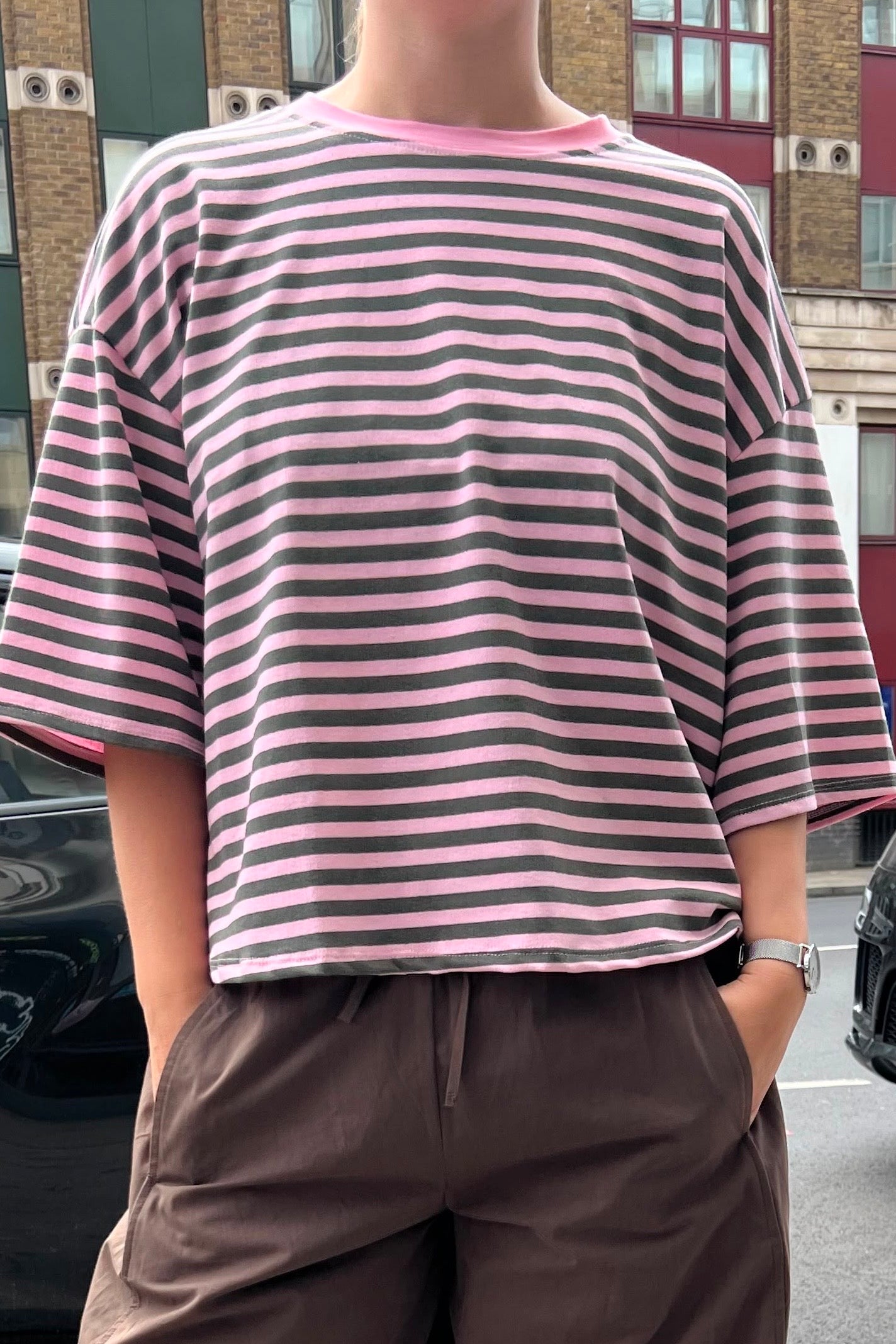 Else Striped T-Shirt - Khaki/Pink