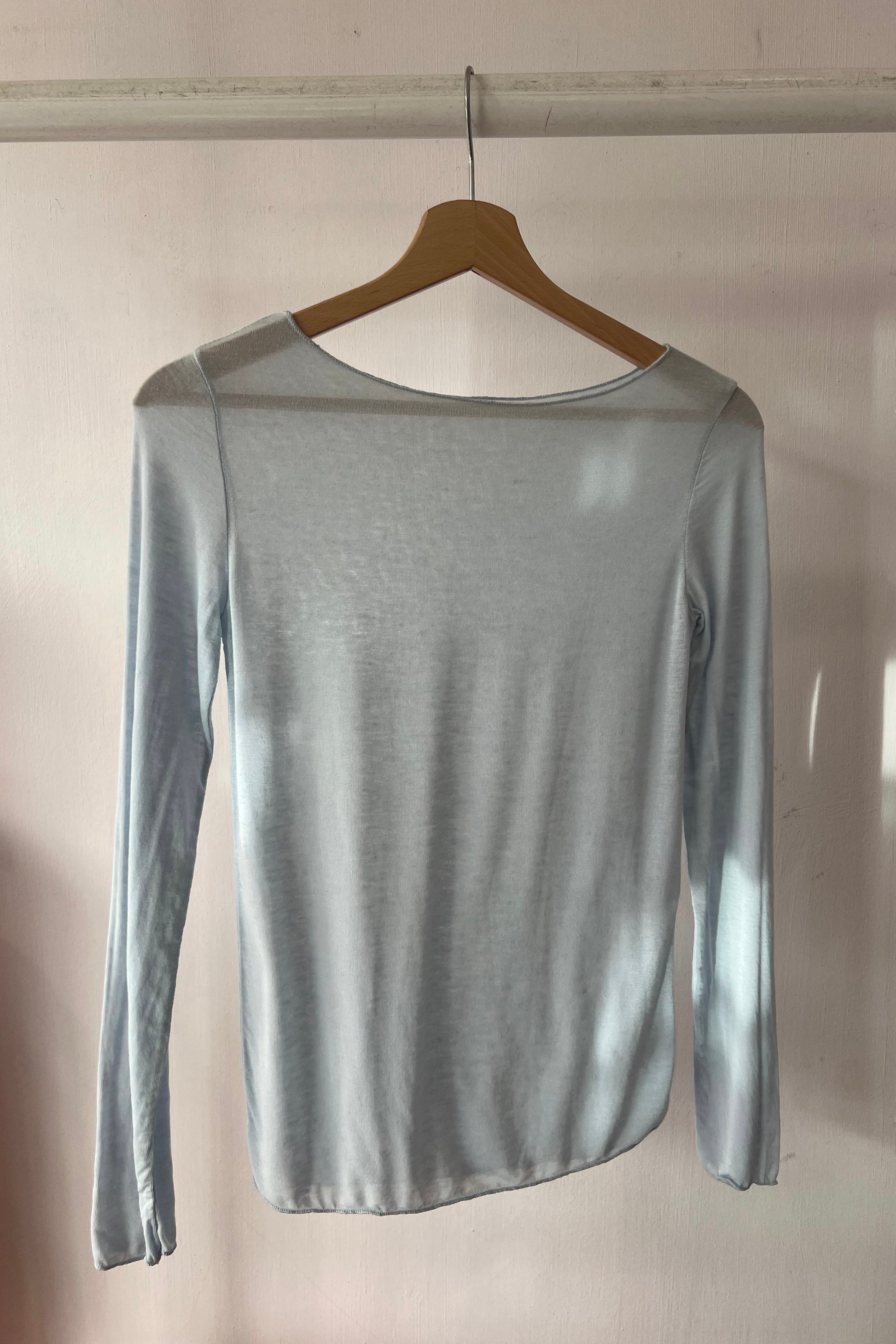 Sandra Cashmere Base Layer Wide Neck Top -Light Grey - Øst London