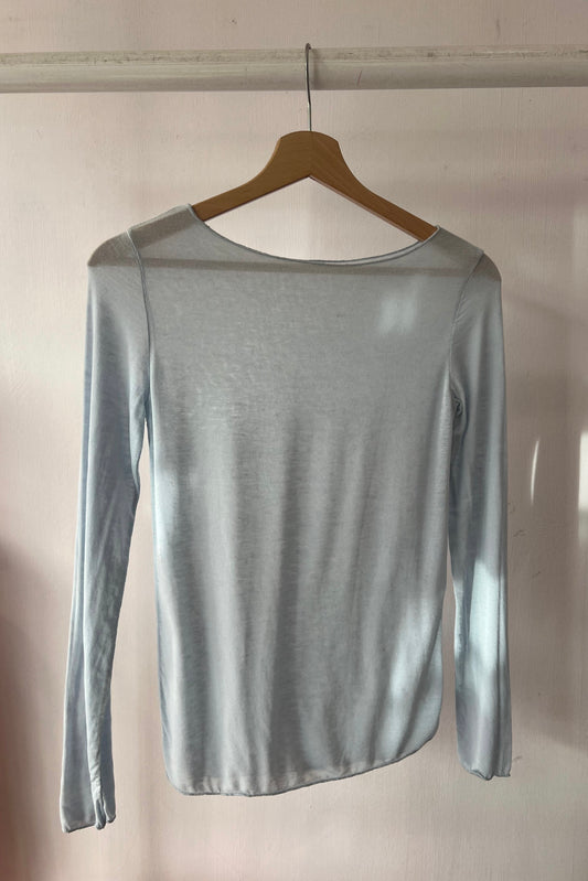Sandra Cashmere Base Layer Wide Neck Top -Light Grey - Øst London