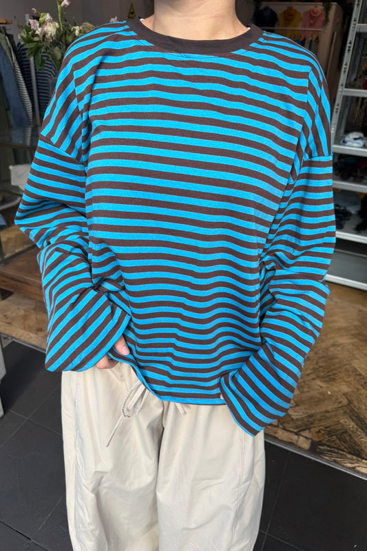 Anna Crewneck -Brown/Petrol