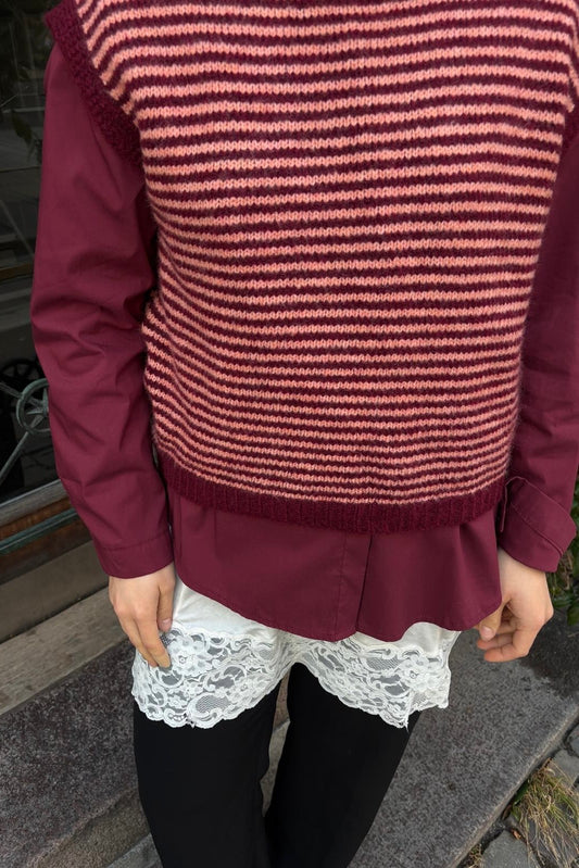Alma Wool Vest -Burgundy