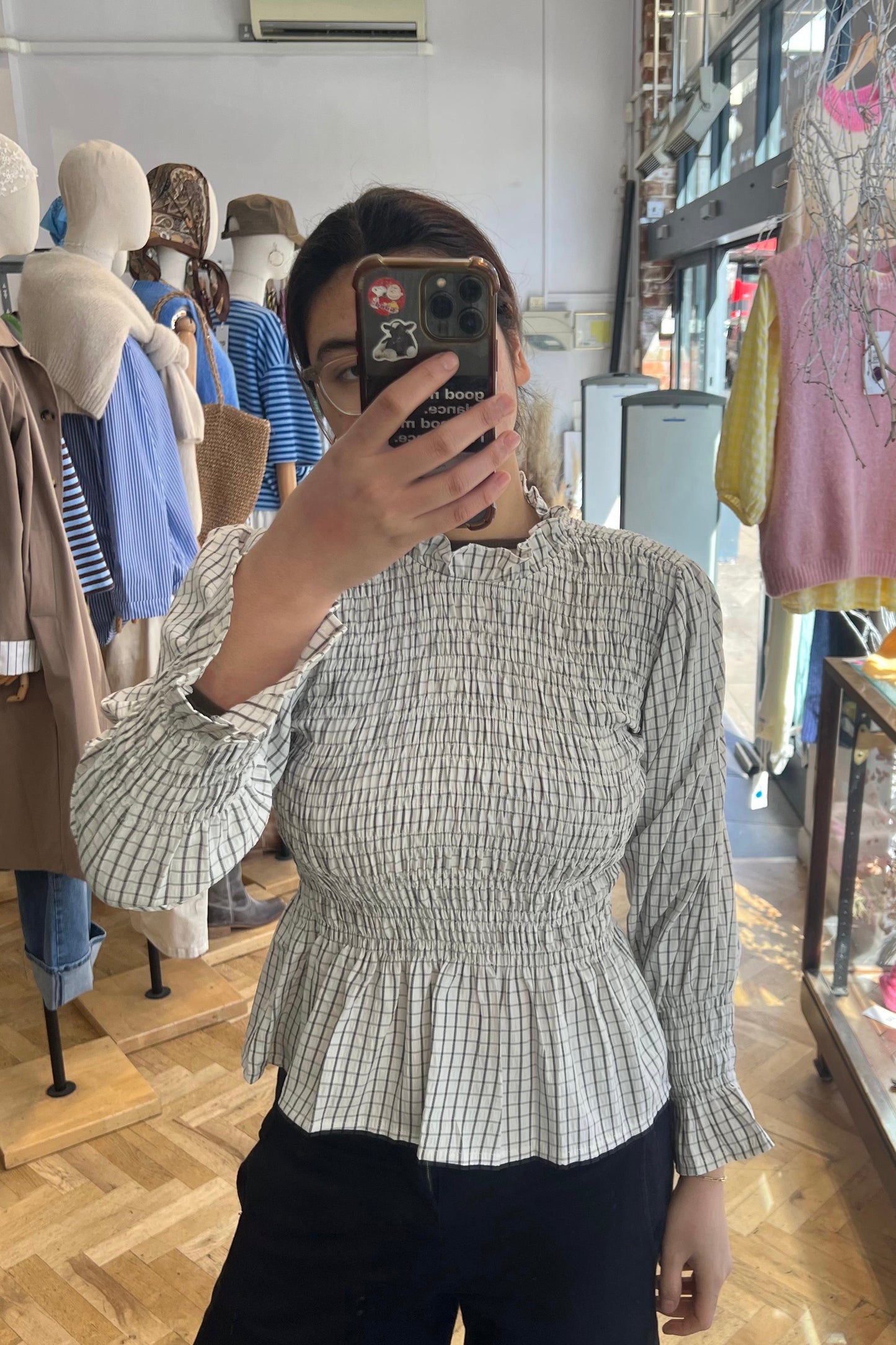 Leonora Smocked Blouse -White