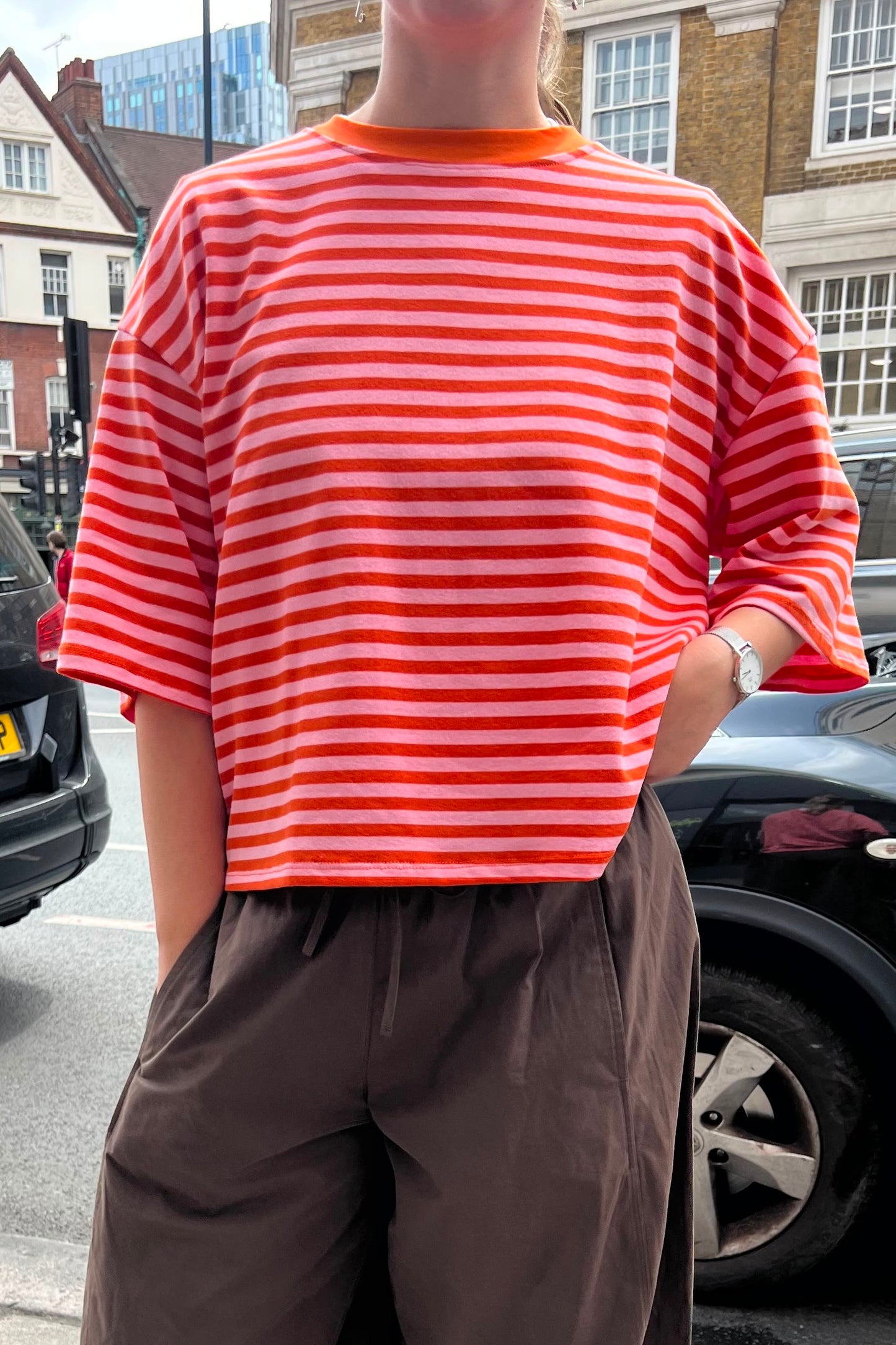 Else Striped Tee -Orange/Pink - Øst London