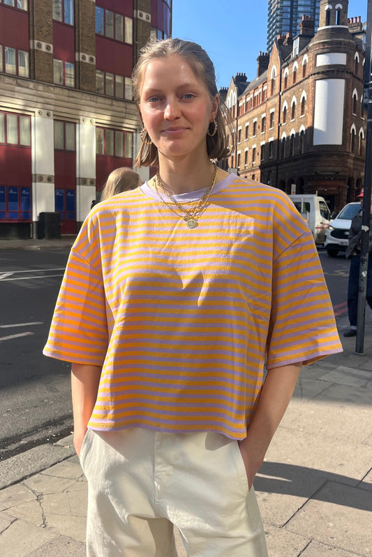 Else Striped T-Shirt -Orange/Lilac - Øst London