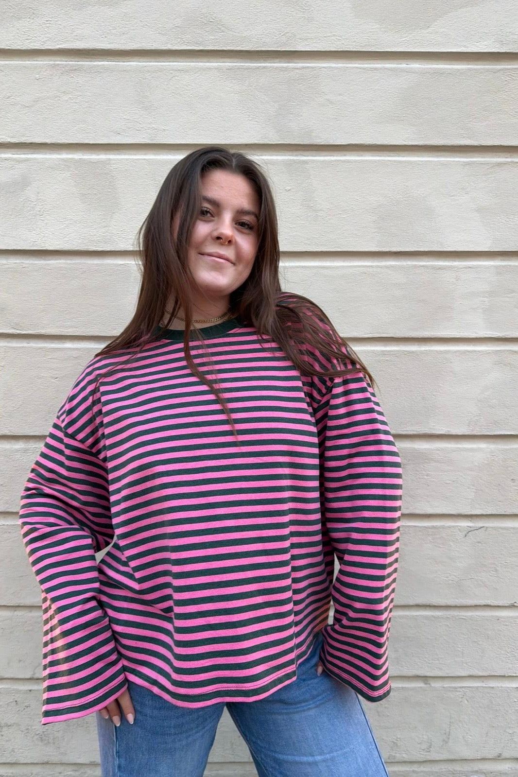 Anna Crewneck -Khaki/Pink - Øst London