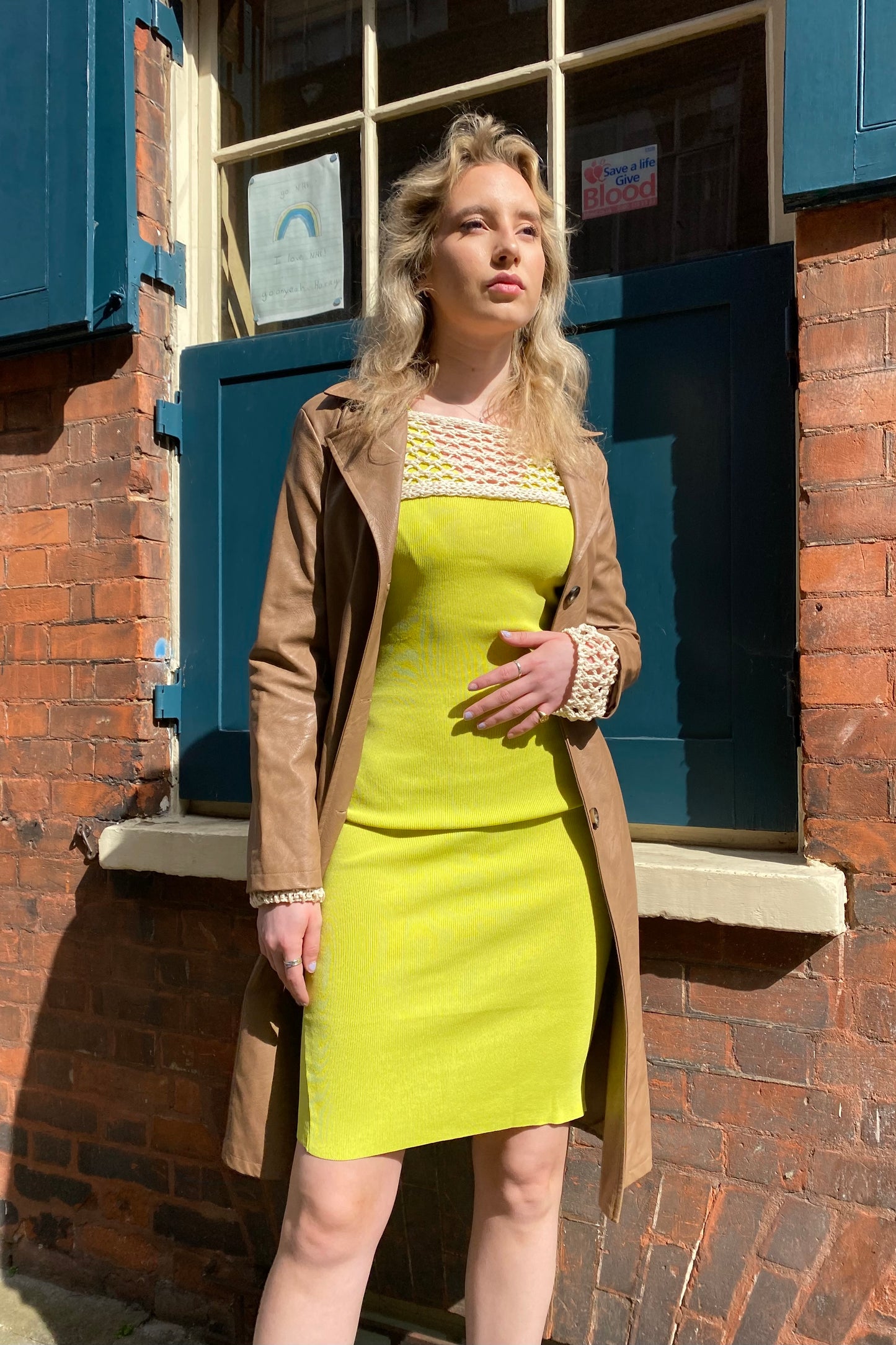 Julie V Neck Dress -Lime