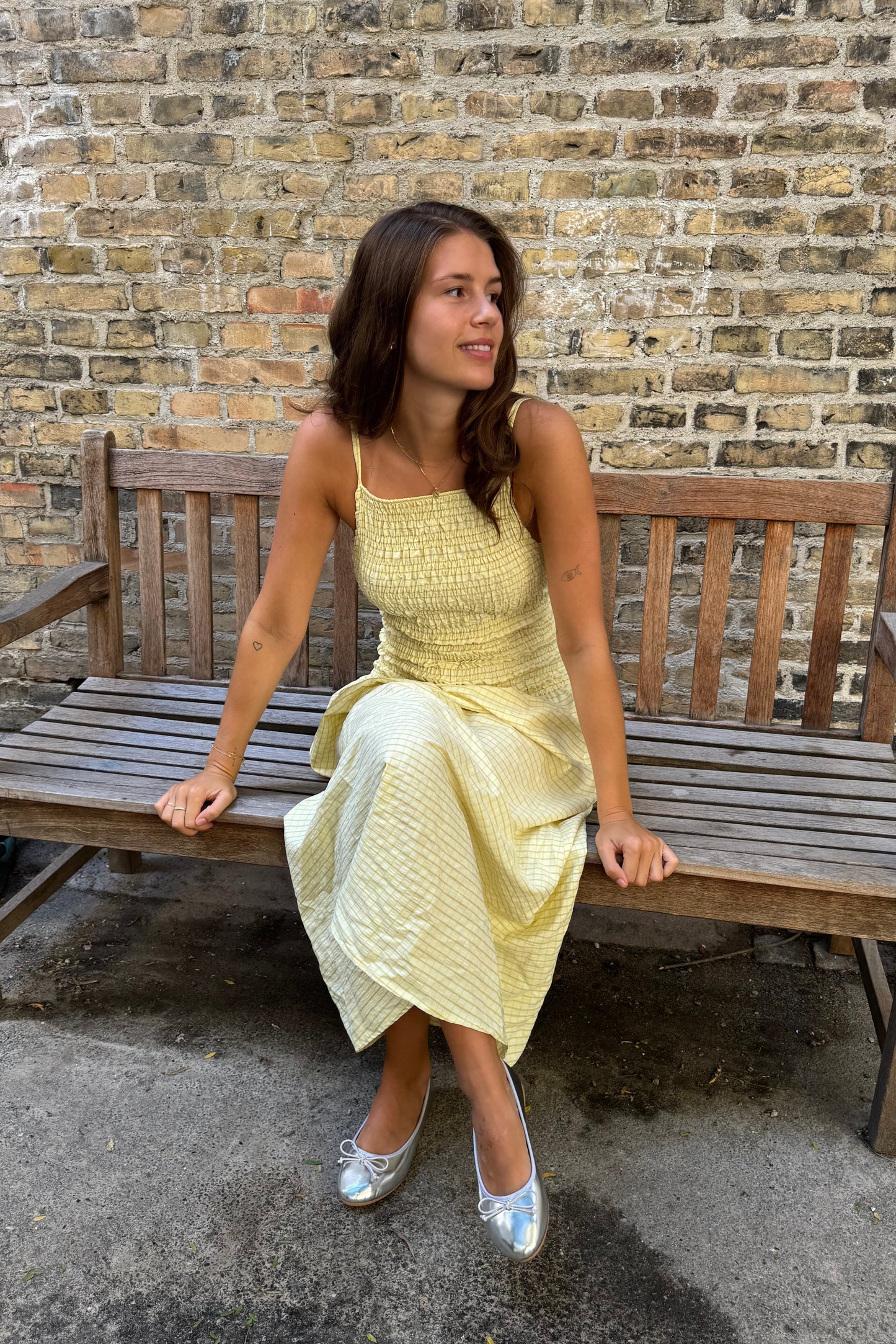 Leonora Smocked Strap Dress -Lemon - Øst London