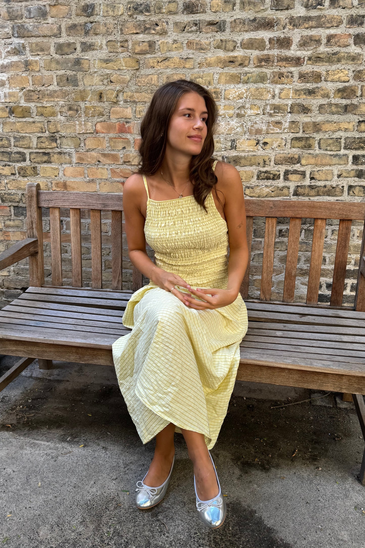 Leonora Smocked Strap Dress -Lemon - Øst London