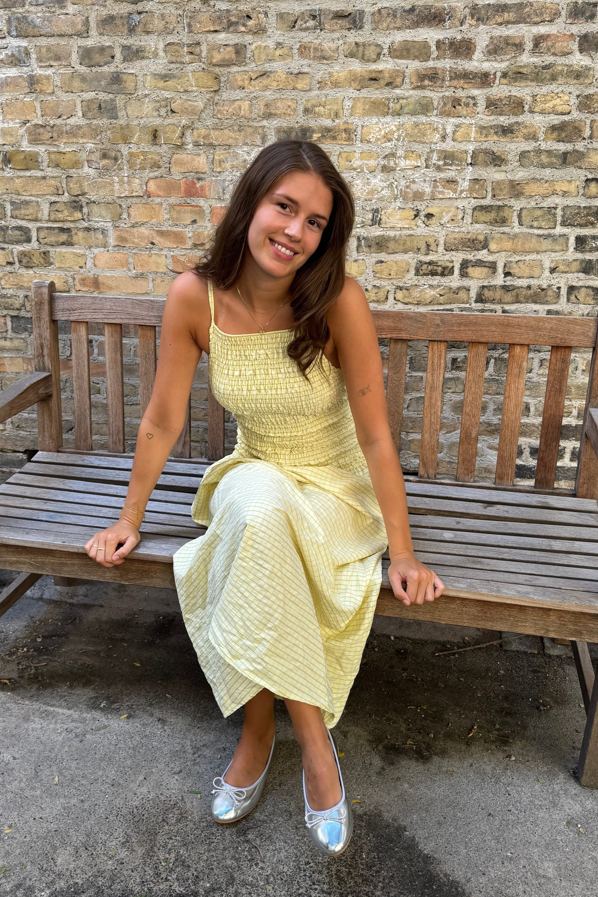 Leonora Smocked Strap Dress -Lemon - Øst London