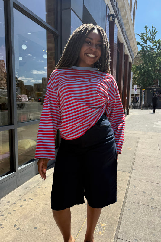 Anna Crewneck -Red/Blue - Øst London