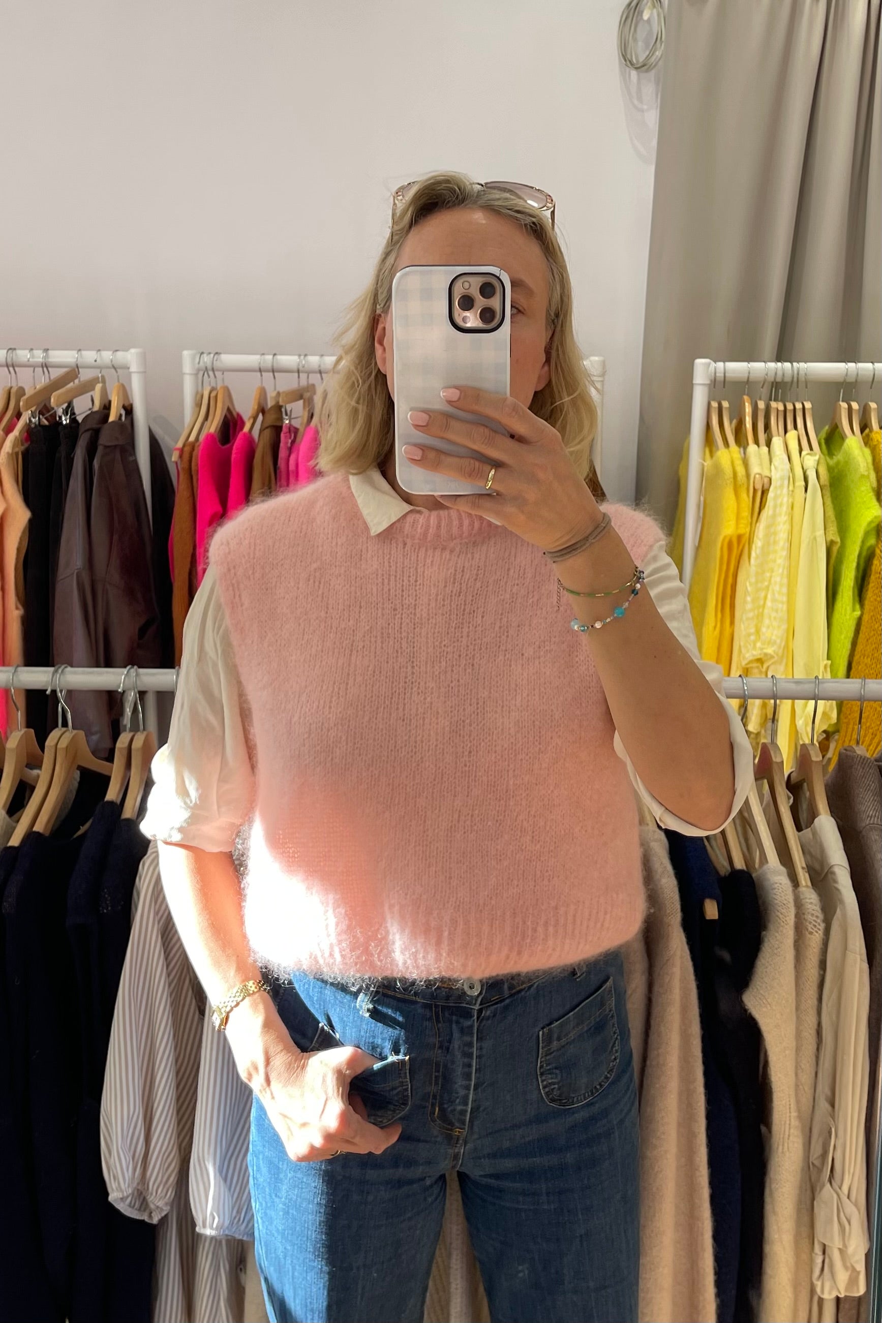 Monika Cropped Mohair Vest -Soft Pink – Øst London